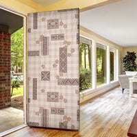 Hawaiian Quilt Tapa On Beige Palaka Motifs Door Cover