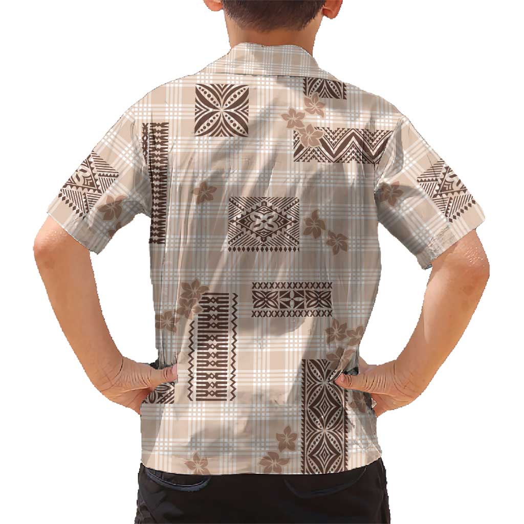 Hawaiian Quilt Tapa On Beige Palaka Motifs Family Matching Long Sleeve Bodycon Dress and Hawaiian Shirt LT7 - Polynesian Pride