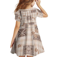 Hawaiian Quilt Tapa On Beige Palaka Motifs Family Matching Puletasi and Hawaiian Shirt LT7 - Polynesian Pride