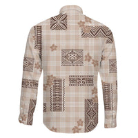 Hawaiian Quilt Tapa On Beige Palaka Motifs Family Matching Puletasi and Hawaiian Shirt LT7 - Polynesian Pride