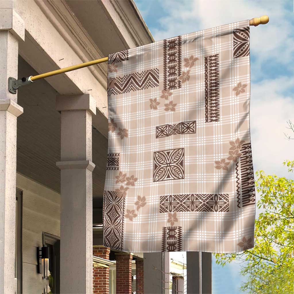 Hawaiian Quilt Tapa On Beige Palaka Motifs Garden Flag