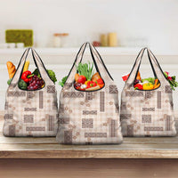 Hawaiian Quilt Tapa On Beige Palaka Motifs Grocery Bag