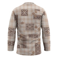 Hawaiian Quilt Tapa On Beige Palaka Motifs Hockey Jersey LT7 - Polynesian Pride