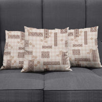 Hawaiian Quilt Tapa On Beige Palaka Motifs Pillow Cover