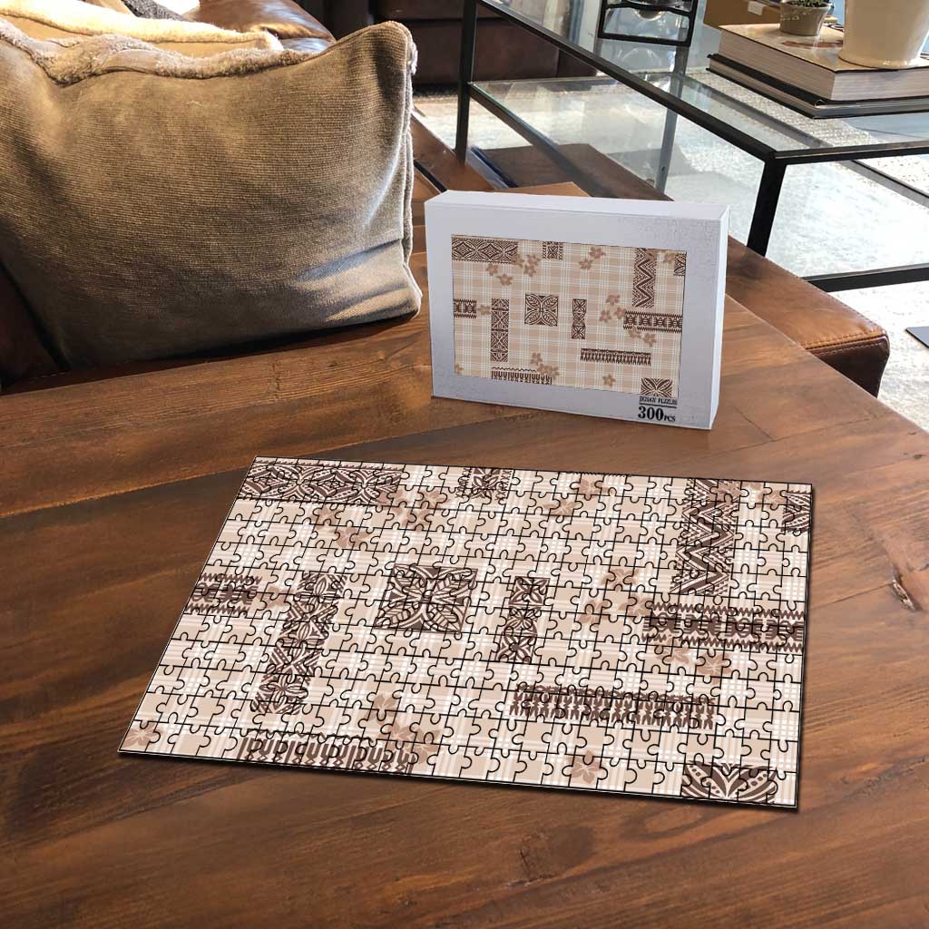 Hawaiian Quilt Tapa On Beige Palaka Motifs Puzzle