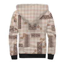 Hawaiian Quilt Tapa On Beige Palaka Motifs Sherpa Hoodie