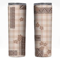 Hawaiian Quilt Tapa On Beige Palaka Motifs Skinny Tumbler LT7 Beige - Polynesian Pride
