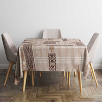 Hawaiian Quilt Tapa On Beige Palaka Motifs Tablecloth