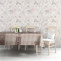 Hawaiian Quilt Tapa On Beige Palaka Motifs Tablecloth