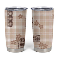 Hawaiian Quilt Tapa On Beige Palaka Motifs Tumbler Cup LT7 Beige - Polynesian Pride