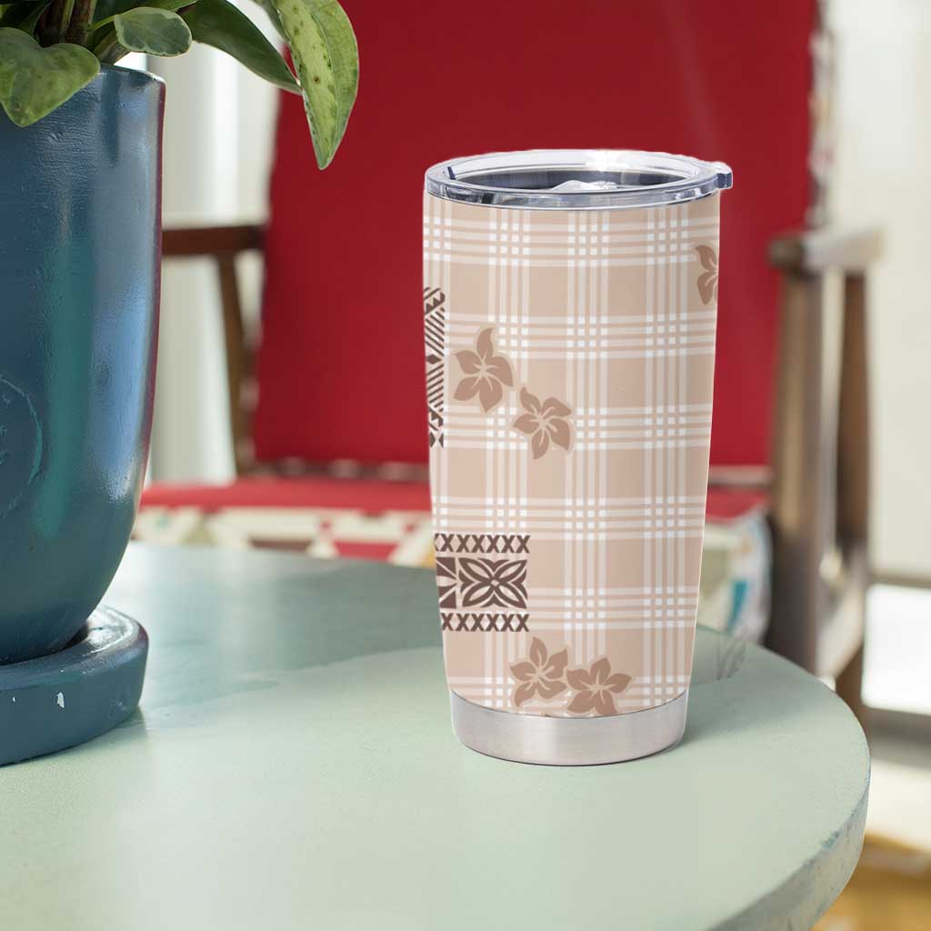 Hawaiian Quilt Tapa On Beige Palaka Motifs Tumbler Cup LT7 - Polynesian Pride