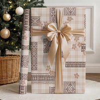 Hawaiian Quilt Tapa On Beige Palaka Motifs Wrapping Paper