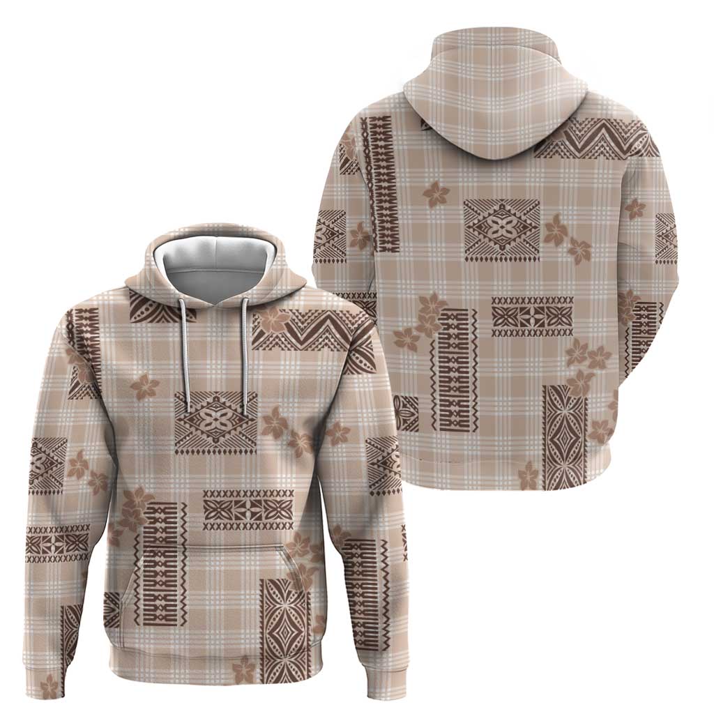 Hawaiian Quilt Tapa On Beige Palaka Motifs Zip Hoodie LT7 - Polynesian Pride