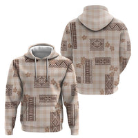 Hawaiian Quilt Tapa On Beige Palaka Motifs Zip Hoodie LT7 - Polynesian Pride