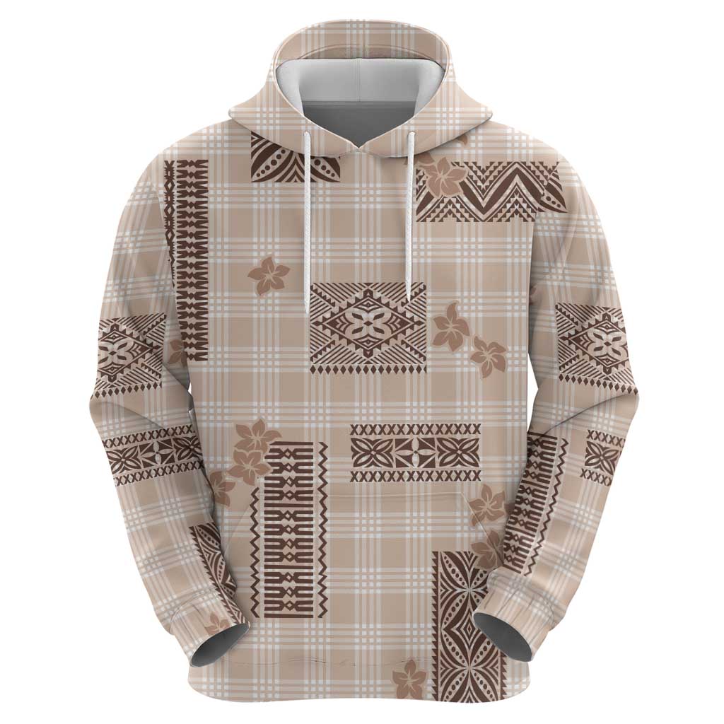 Hawaiian Quilt Tapa On Beige Palaka Motifs Zip Hoodie LT7 - Polynesian Pride