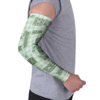Hawaiian Quilt Tapa On Pastel Mint Palaka Motifs Arm Sleeves