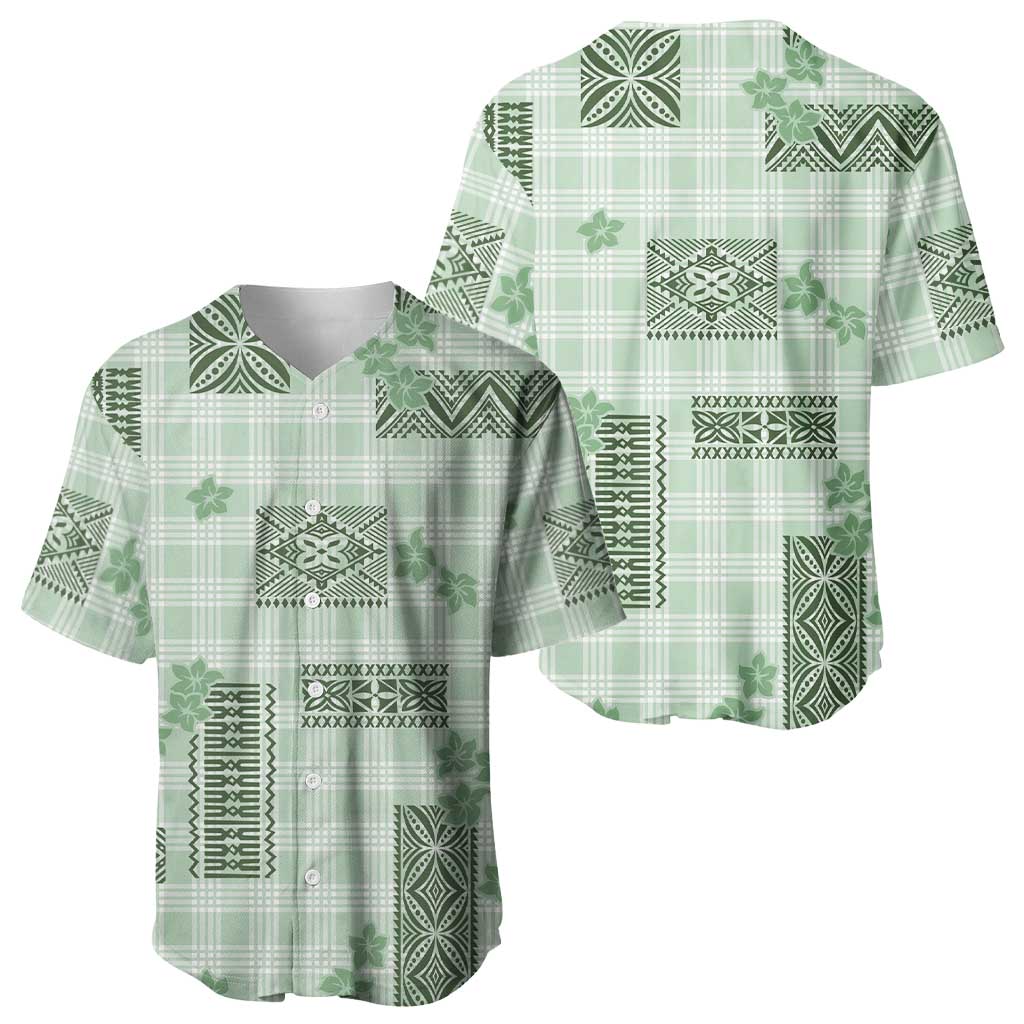Hawaiian Quilt Tapa On Pastel Mint Palaka Motifs Baseball Jersey