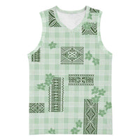 Hawaiian Quilt Tapa On Pastel Mint Palaka Motifs Basketball Jersey LT7 Unisex Mint - Polynesian Pride