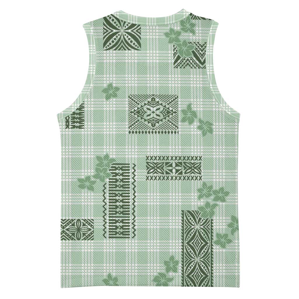 Hawaiian Quilt Tapa On Pastel Mint Palaka Motifs Basketball Jersey LT7 - Polynesian Pride