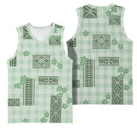 Hawaiian Quilt Tapa On Pastel Mint Palaka Motifs Basketball Jersey LT7 - Polynesian Pride