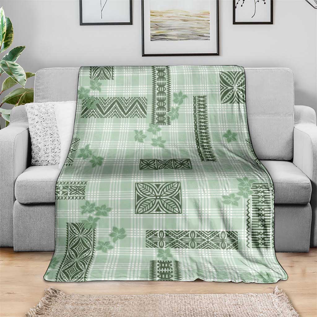 Hawaiian Quilt Tapa On Pastel Mint Palaka Motifs Blanket