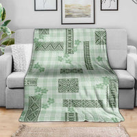Hawaiian Quilt Tapa On Pastel Mint Palaka Motifs Blanket