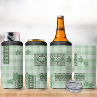 Hawaiian Quilt Tapa On Pastel Mint Palaka Motifs 4 in 1 Can Cooler Tumbler LT7 - Polynesian Pride