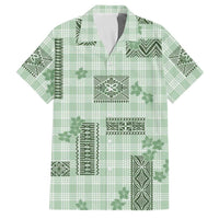 Hawaiian Quilt Tapa On Pastel Mint Palaka Motifs Family Matching Long Sleeve Bodycon Dress and Hawaiian Shirt LT7 Dad's Shirt - Short Sleeve Mint - Polynesian Pride