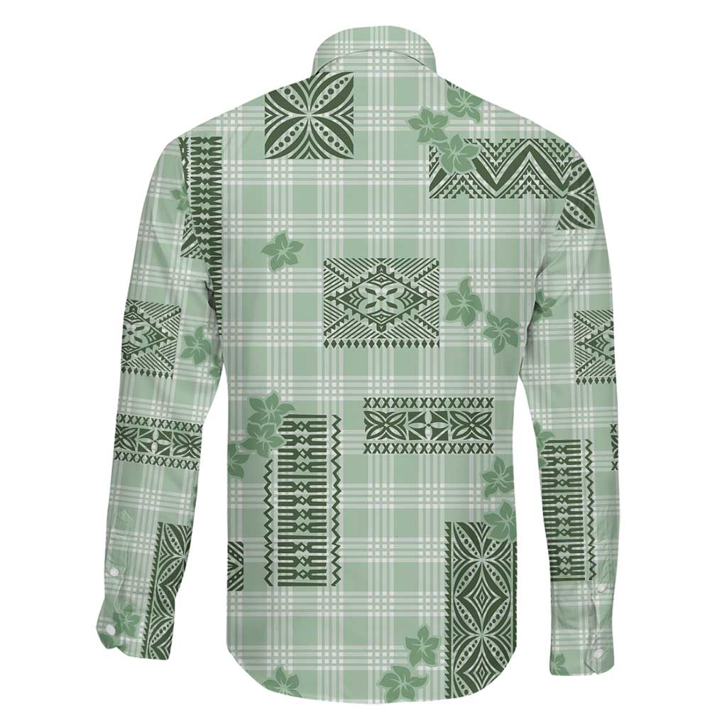 Hawaiian Quilt Tapa On Pastel Mint Palaka Motifs Family Matching Puletasi and Hawaiian Shirt LT7 - Polynesian Pride