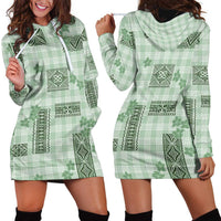 Hawaiian Quilt Tapa On Pastel Mint Palaka Motifs Hoodie Dress LT7 - Polynesian Pride
