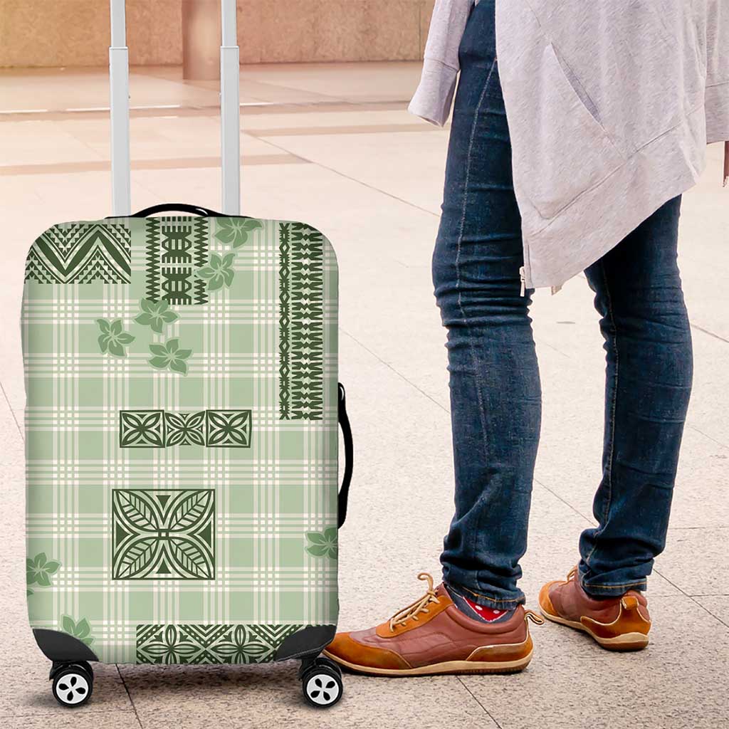 Hawaiian Quilt Tapa On Pastel Mint Palaka Motifs Luggage Cover LT7 Mint - Polynesian Pride