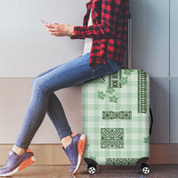Hawaiian Quilt Tapa On Pastel Mint Palaka Motifs Luggage Cover LT7 - Polynesian Pride
