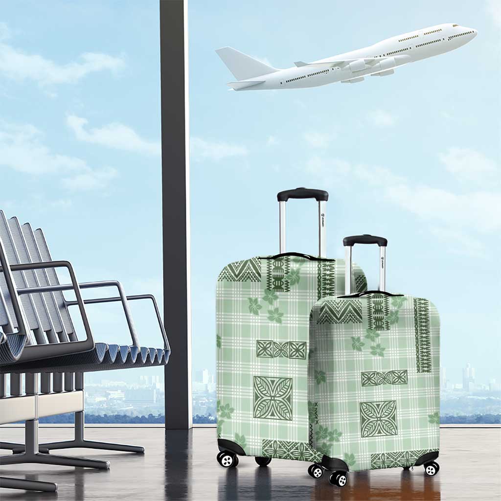 Hawaiian Quilt Tapa On Pastel Mint Palaka Motifs Luggage Cover LT7 - Polynesian Pride
