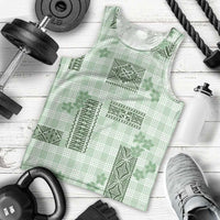 Hawaiian Quilt Tapa On Pastel Mint Palaka Motifs Men Tank Top