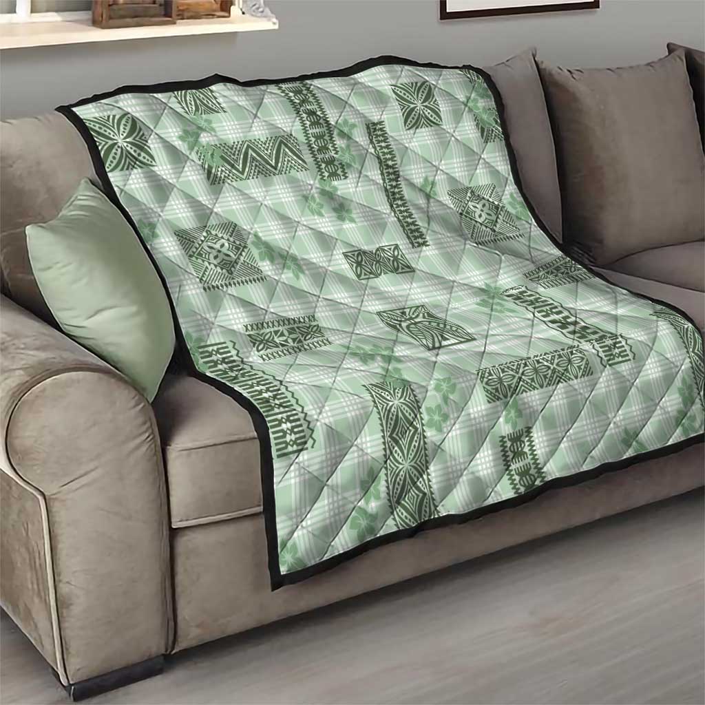 Hawaiian Quilt Tapa On Pastel Mint Palaka Motifs Quilt