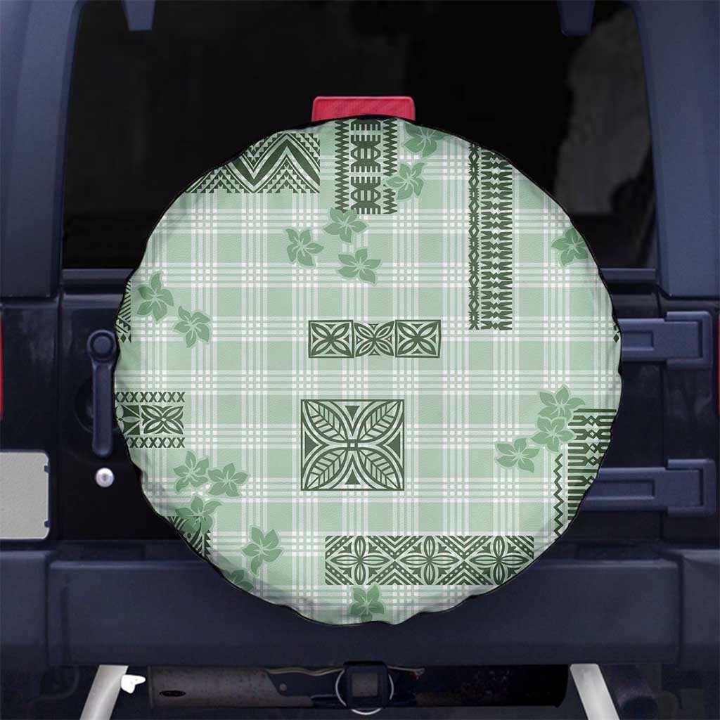 Hawaiian Quilt Tapa On Pastel Mint Palaka Motifs Spare Tire Cover LT7 No hole Mint - Polynesian Pride