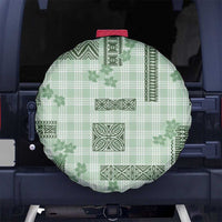 Hawaiian Quilt Tapa On Pastel Mint Palaka Motifs Spare Tire Cover LT7 No hole Mint - Polynesian Pride