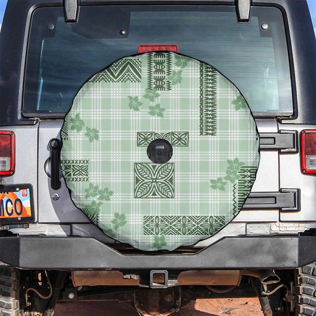 Hawaiian Quilt Tapa On Pastel Mint Palaka Motifs Spare Tire Cover LT7 Mint - Polynesian Pride