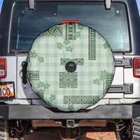 Hawaiian Quilt Tapa On Pastel Mint Palaka Motifs Spare Tire Cover LT7 Mint - Polynesian Pride