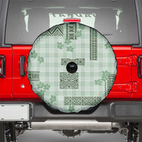 Hawaiian Quilt Tapa On Pastel Mint Palaka Motifs Spare Tire Cover LT7 - Polynesian Pride
