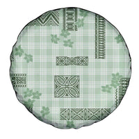 Hawaiian Quilt Tapa On Pastel Mint Palaka Motifs Spare Tire Cover LT7 - Polynesian Pride
