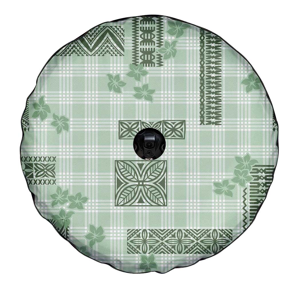 Hawaiian Quilt Tapa On Pastel Mint Palaka Motifs Spare Tire Cover LT7 - Polynesian Pride