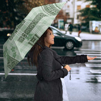 Hawaiian Quilt Tapa On Pastel Mint Palaka Motifs Umbrella