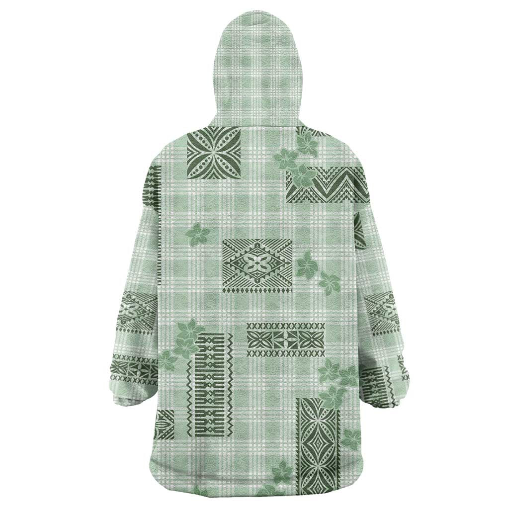 Hawaiian Quilt Tapa On Pastel Mint Palaka Motifs Wearable Blanket Hoodie