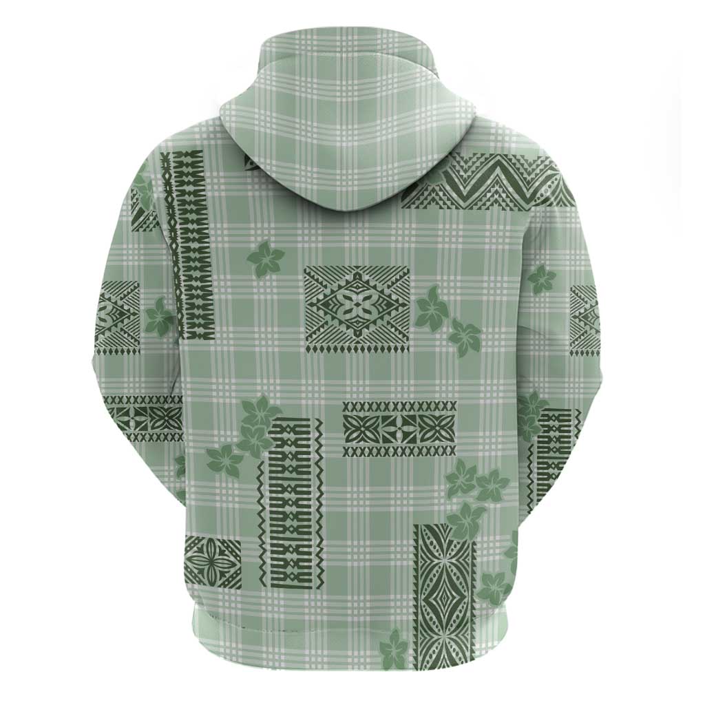 Hawaiian Quilt Tapa On Pastel Mint Palaka Motifs Zip Hoodie LT7 - Polynesian Pride