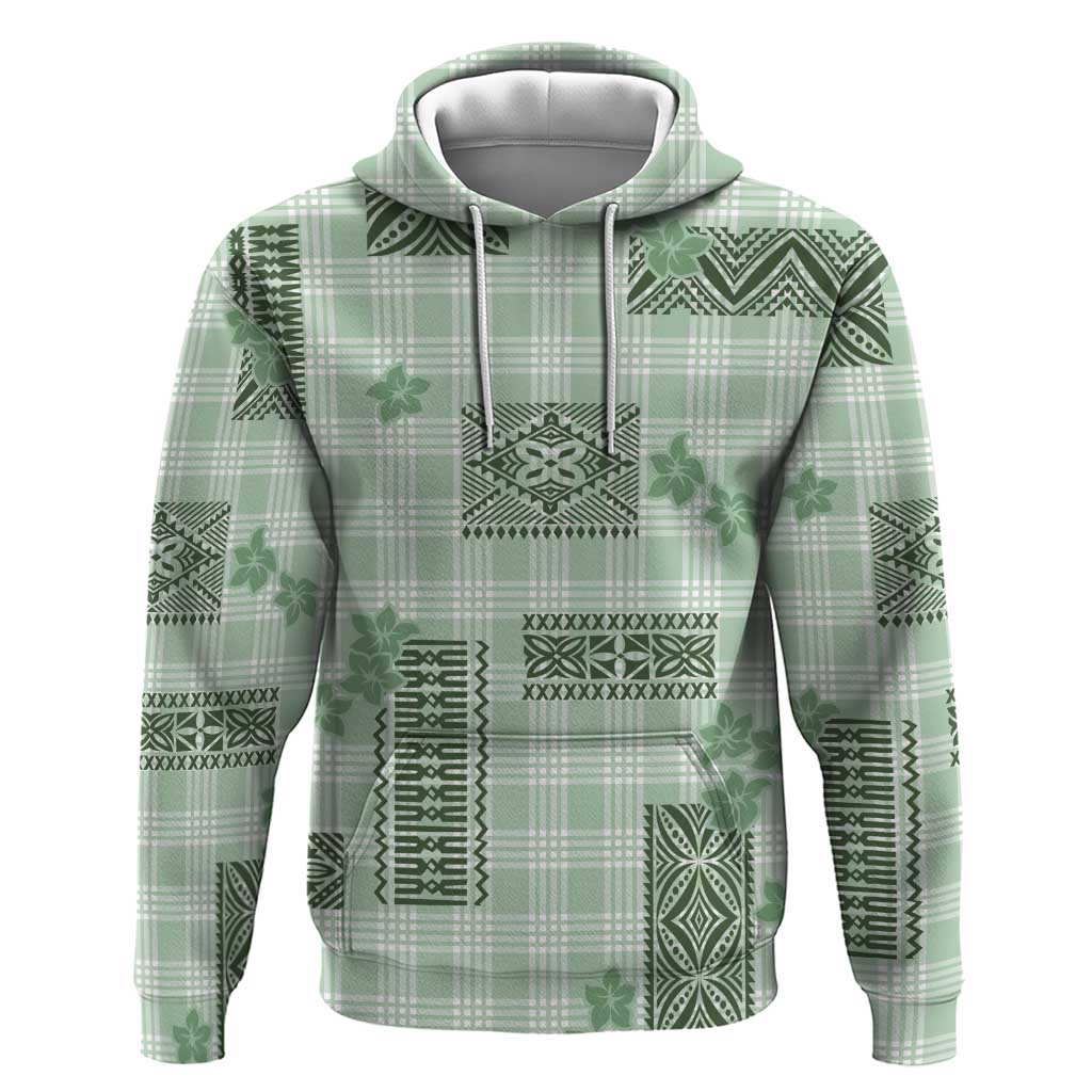 Hawaiian Quilt Tapa On Pastel Mint Palaka Motifs Zip Hoodie LT7 Pullover Hoodie Mint - Polynesian Pride