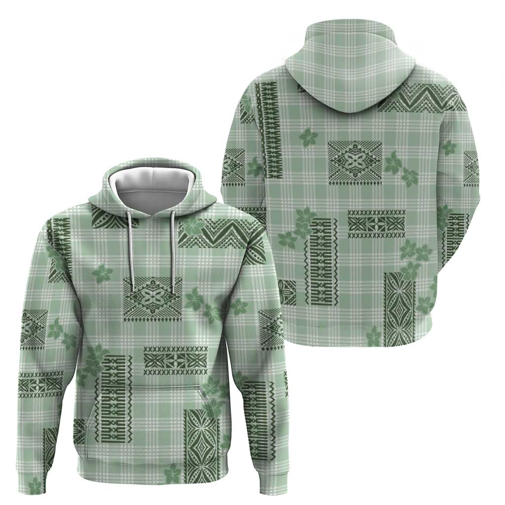 Hawaiian Quilt Tapa On Pastel Mint Palaka Motifs Zip Hoodie LT7 - Polynesian Pride