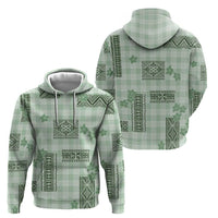 Hawaiian Quilt Tapa On Pastel Mint Palaka Motifs Zip Hoodie LT7 - Polynesian Pride