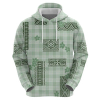 Hawaiian Quilt Tapa On Pastel Mint Palaka Motifs Zip Hoodie LT7 - Polynesian Pride