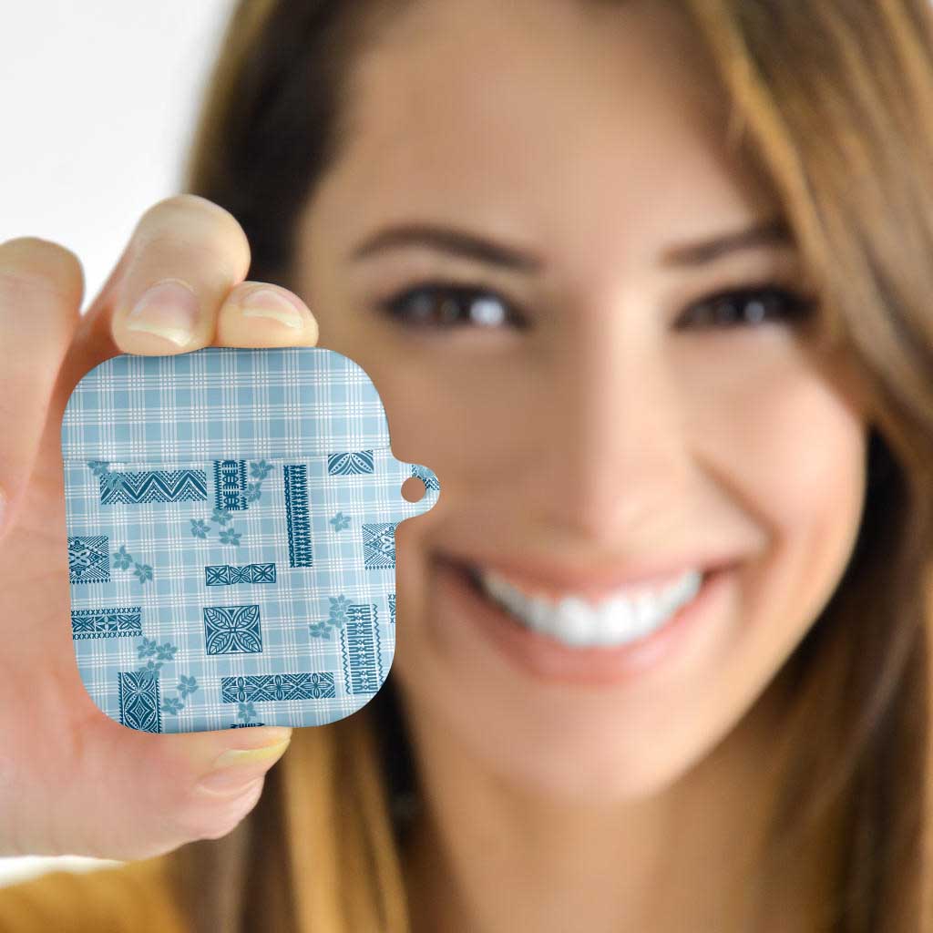 Hawaiian Quilt Tapa On Cold Blue Palaka Motifs AirPods Case